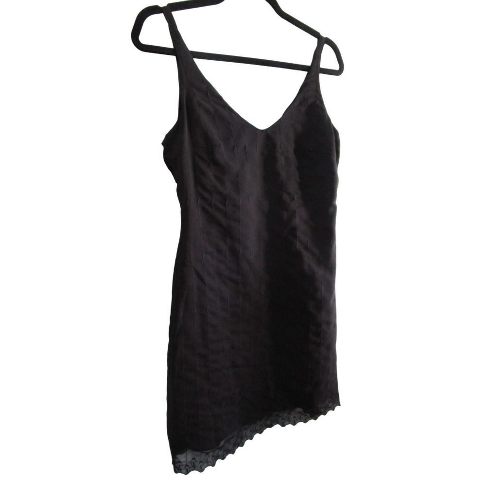 Little Black Dress Sisley of Italy Embroidered Chiffon Overlay Fitted XS